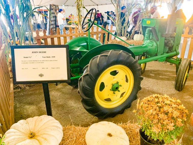 The green John Deere Model “L” dates to 1939. 