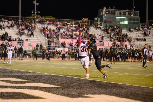 Panthers DB # 31 Dominic Martin breaks up a pass intended for Patriots FB #37 Matt Mason