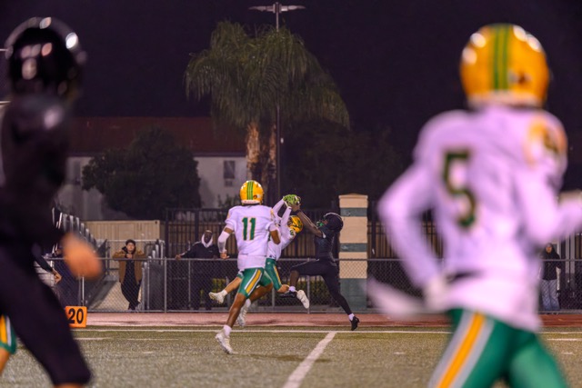 Panther (4) Darrick Cavitt-Hart is under thrown and the ball is intercepted by Coachella Valley