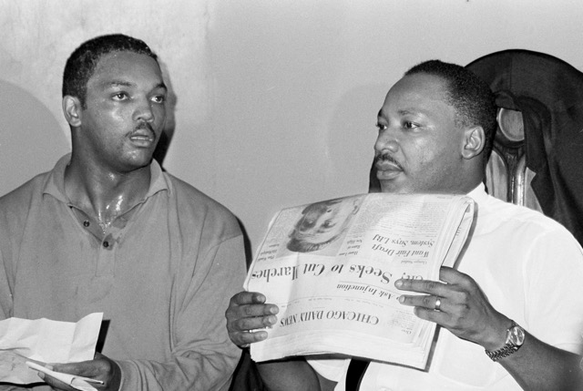 The Rev. Jesse Jackson, left center, and civil rights movement pioneer Rosa Parks, right center, join striking Greyhound workers at a rally in front of Union Station in Washington, June 19, 1990. Jackson urged the bus riding public to boycott the company.
Credit: AP Photo/J. Scott Applewhite