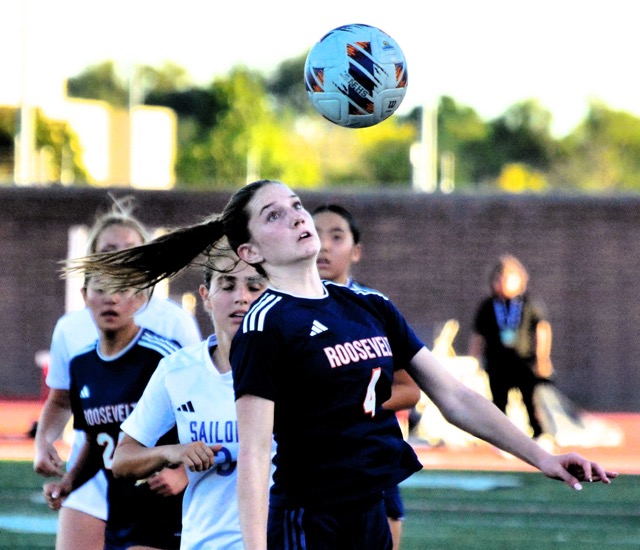 Data. Eastvale Roosevelt’s Brooklyn Musser (4) heads the ball towards the Newport Harbor goal during the second half of the Mustangs’ 1 – 0 CIF Division 1 Championship game victory