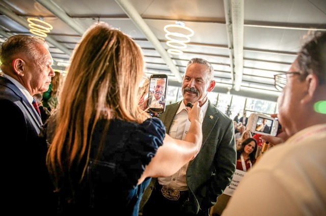 Republican gubernatorial candidate Steve Hilton speaks during a forum at the California Republican Party convention in the Sheraton San Diego Resort on April 11, 2026. Credit: Photo by Adriana Heldiz, CalMatters
