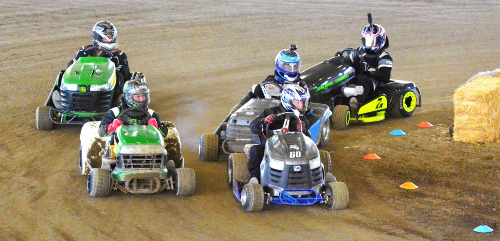 Long a staple of both the Norco Fair and the Horseweek Rodeo, the Lawn Mower racing entertains the crowd in the main arena.