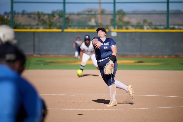 #88 Tatum Pino fires a strike for the Hawks