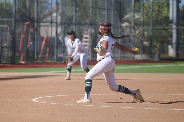 Lancer #15 Terra Kelly gets ready to unleash a pitch