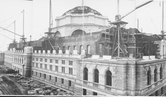 April 24. The building to house the collections of the Library of Congress in Washington D.C. under construction in 1893. Prior to the construction of the standalone library, the collection was housed in the Capital and suffered from limited space, understaffing, and a lack of annual appropriations. 