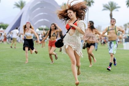 Music Festival Season. Festivalgoers run toward the main stage at the Coachella Valley Music and Arts Festival in Indio, Calif., on April 13, 2012.  Credit: AP Photo/Chris Pizzello
