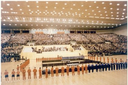 April 10. President Richard Nixon Visits Beijing for a ping pong exhibition game in 1972, a year after the first American delegation of any kind had set foot in Beijing since 1949. Nixon was the first president ever to visit China.  Credit: U.S. National Archives