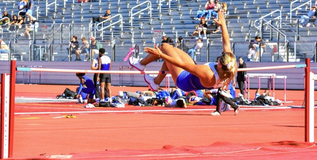 Norco’s Samantha Gawrich makes 4’ 10” to win the varsity high jump event.