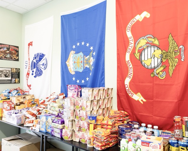 The snacks MilVet provides included cereal and a variety of canned goods to different types of cookies and candy and chips. The toiletries include deodorant, shampoo, and toothpaste. Credit: Lisa Zambrano