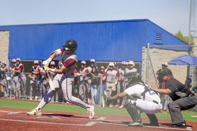 Silver Knights #30 Jacob Villegas cracks a double on fastball down the middle and knocks in a runner from 2nd base