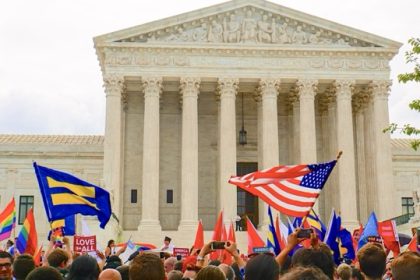 On the morning of June 26, 2015, outside the Supreme Court, the crowd celebrates the Court's Obergefell v. Hodges decision. Credit: By Ted Eytan