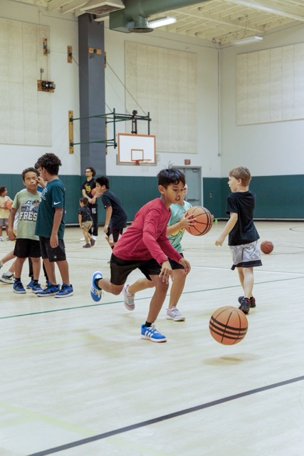 Campers drive to the net at the Menifee Gym Free Summer Basketball Camp, July 15. Photo by Lisa Zambrano