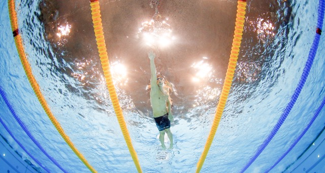 July 31. United States' Michael Phelps competes in the men's 4x200-meter freestyle relay swimming final at the Aquatics Centre in the Olympic Park during the 2012 Summer Olympics in London, Tuesday, July 31, 2012. Credit: AP Photo/Mark J. Terrill