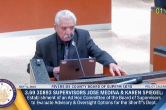 Committee to Assess Sheriff's Ops. Anthony J. Noriega, District Director for LULAC (League of United Latin American Citizens) informs the Riverside Board of Supervisors that his organization strongly supports oversight of the sheriffs department.