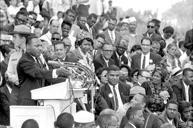The Rev. Dr. Martin Luther King Jr., head of the Southern Christian Leadership Conference, speaks to thousands during his "I Have a Dream" speech in front of the Lincoln Memorial for the March on Washington for Jobs and Freedom, Aug. 28, 1963, in Washington.  Credit: AP Photo/File