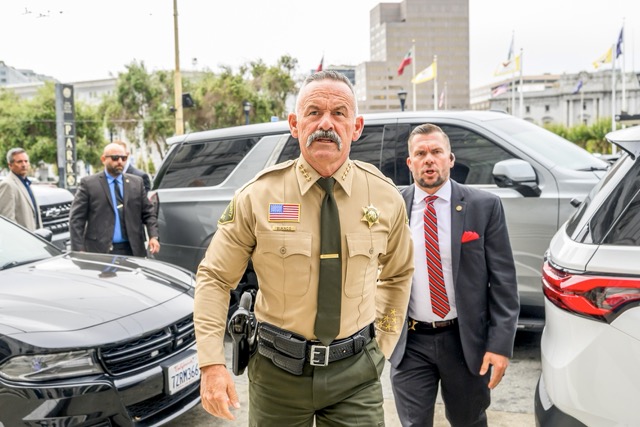 Bianco Broke Election Law. Bianco. Riverside County Sheriff Chad Bianco arrives at the Supreme Court of California for a hearing about his seizure and recount of more than half a million 2025 election ballots on Aug. 24, 2026, in San Francisco.  Credit: AP Photo/Noah Berger