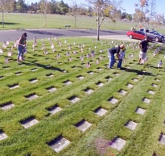 Veterans Day Weekend Flag Placement. Flag Placement Riverside National Cemetery